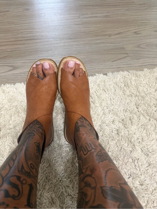 Born Shoes - Born Tan Leather Slip-On Sandals